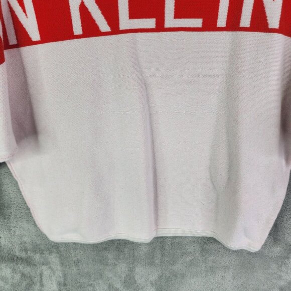 Womens Calvin Klein Jeans Cropped Sweater Red & White 100% Cotton Long Sleeve S - Picture 3 of 13